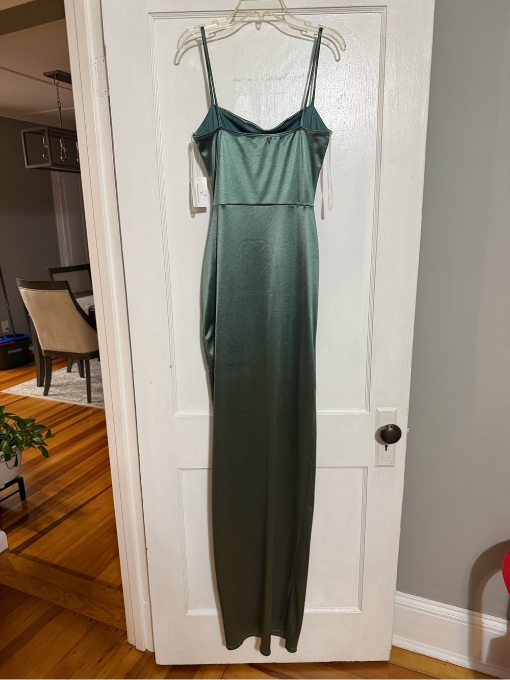 Hunter Emerald Green Satin Spaghetti-Strap Maxi Dress